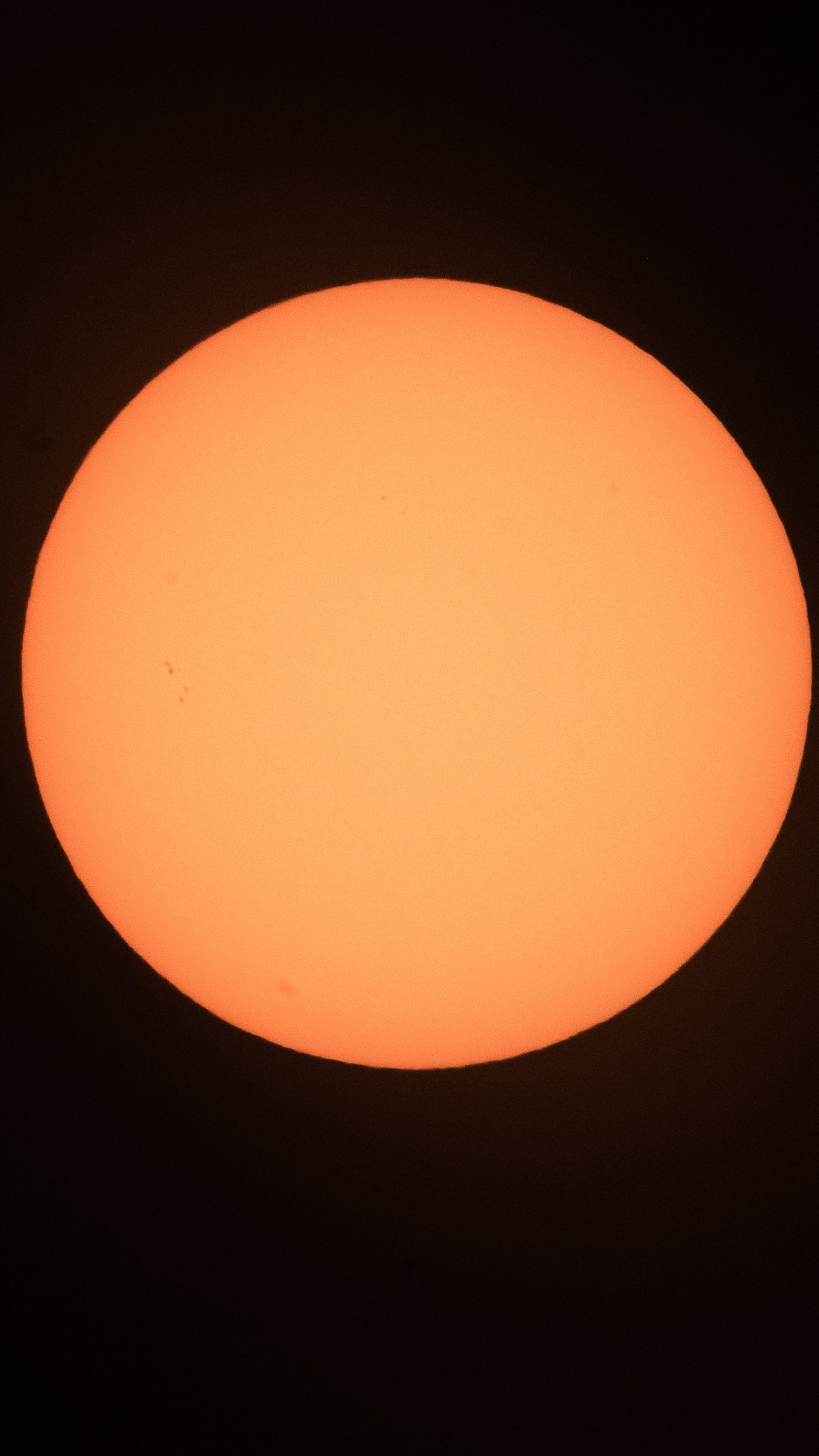 Disco solar de color naranja con manchas solares visibles